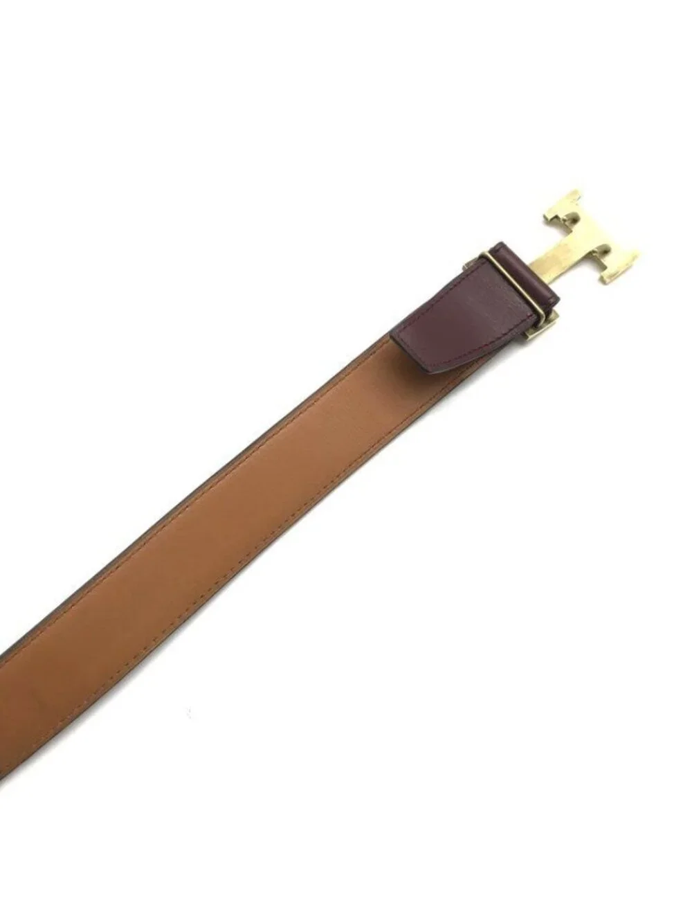 Hermes H Buckle Logo Leather Belt Suit Bordeaux